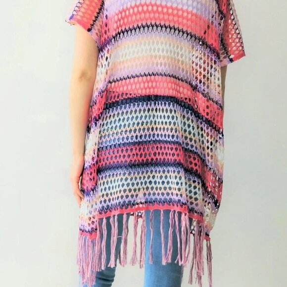 * ❤️NWT BOUTIQUE BE CLEVER COASTING THROUGH SWIM COVER/ PONCHO TOP, PINK - Picture 4 of 4